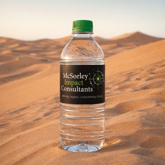 McSorley Impact Consultants Water Bottle in the desert